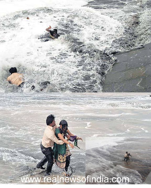 Love in time of Cyclone Hudhud: Love in Breathtaking pics of man rescuing his wife