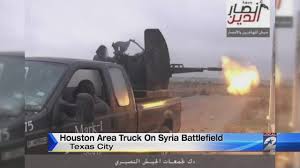 Houston-area truck photographed on Syria battlefield