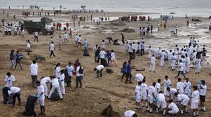 College students join beach clean-up after Ganpati immersions