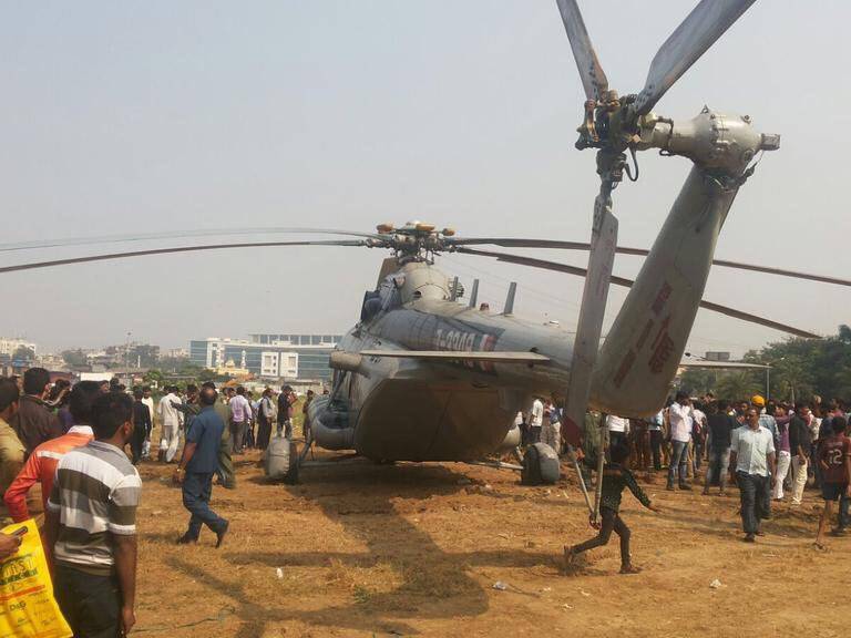 Emergency landing of Mi 17  air force helicopter at BKC