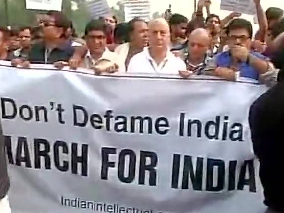 Anupam Kher leads march against ‘intolerance’ protests