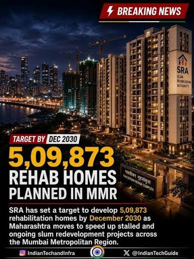 Mumbai’s SRA Sets Landmark Target: 5.09 Lakh Slum Rehabilitation Homes by 2030