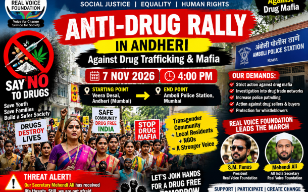 Real Voice Foundation to Hold Anti-Drug Rally in Andheri on November 7; Seeks Strict Action Against Drug Trafficking