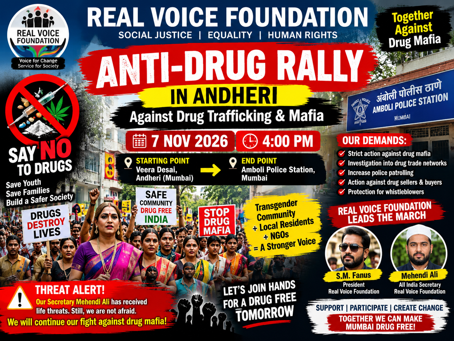 Real Voice Foundation to Hold Anti-Drug Rally in Andheri on November 7; Seeks Strict Action Against Drug Trafficking