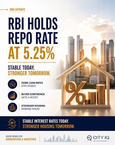 RBI Holds Repo Rate at 5.25% for Fourth Straight Time — A Steadying Hand for India’s Real Estate Growth Story